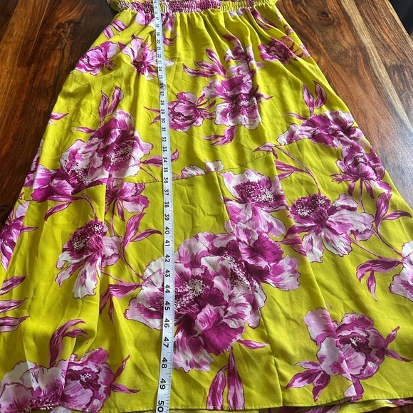 Great Jones Designer Yellow Floral Neck Tie Dress Sleeveless Cottage Traditional - Picture 6 of 8